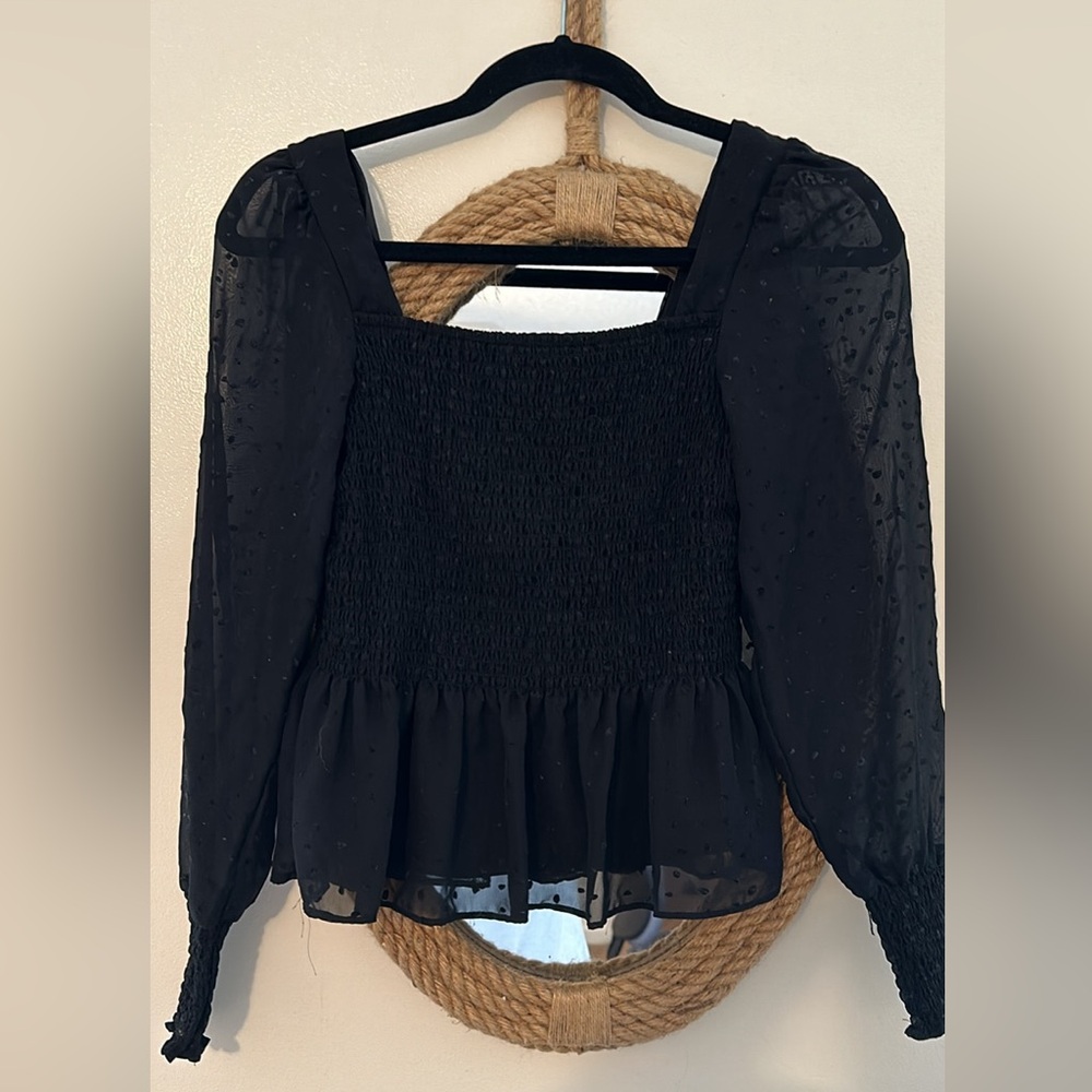 Black Smock Blouse Nine West